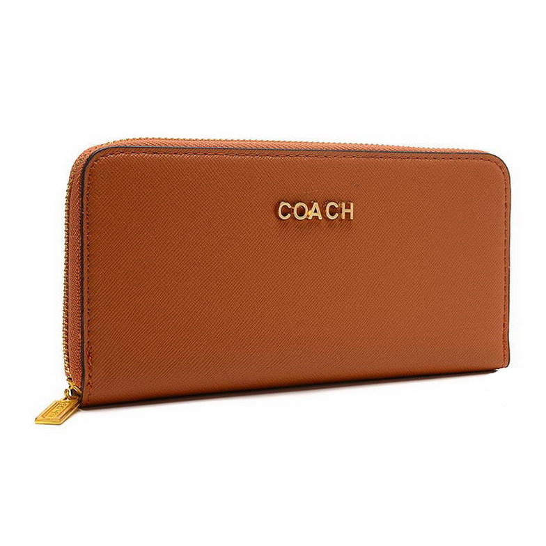 Coach Accordion Zip In Saffiano Large Brown Wallets EUR