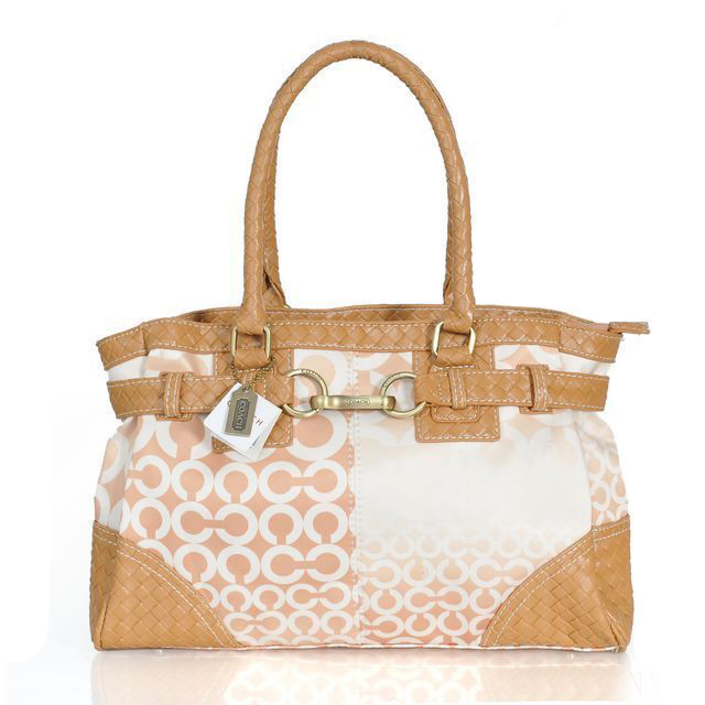 Coach Knitted Logo Large Apricot Satchels ERV