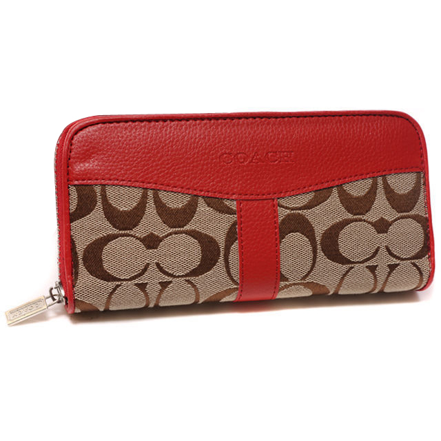 Coach Legacy Signature Large Red Wallets DUT