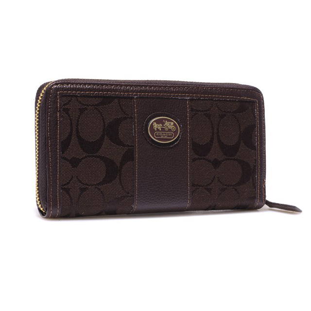 Coach Zippy In Signature Large Coffee Wallets BLR