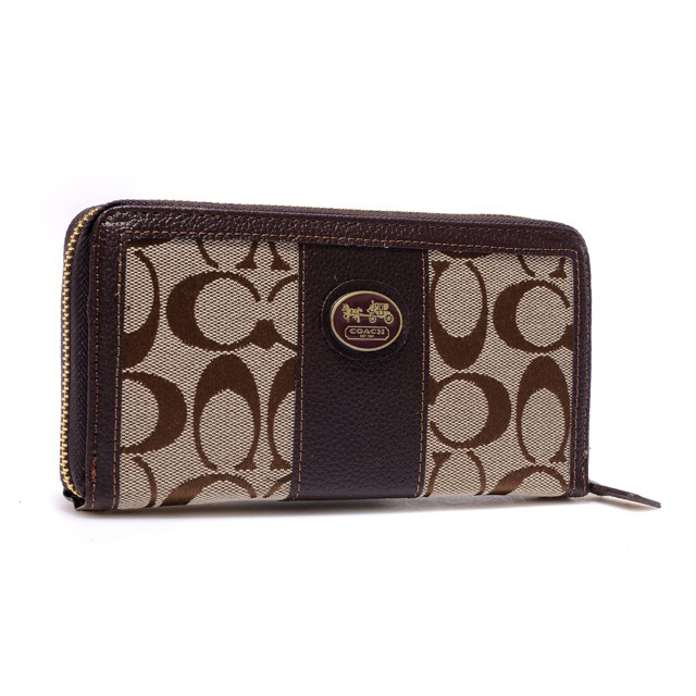 Coach Zippy In Signature Large Coffee Wallets BLV
