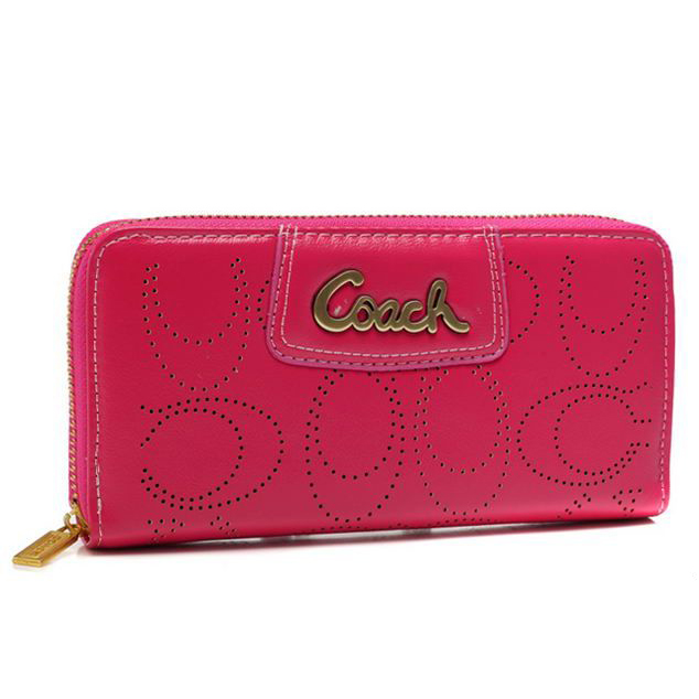 Coach Perforated Logo Large Fuchsia Wallets AXS