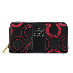 Coach Waverly Flower Charm Large Red Black Wallets EEJ
