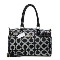 Coach Legacy In Signature Large Black Satchels BOV