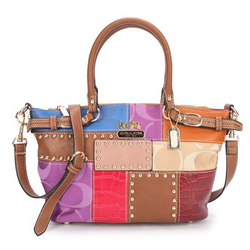 Coach Holiday Kelsey In Signature Medium Brown Multi Satchels EB