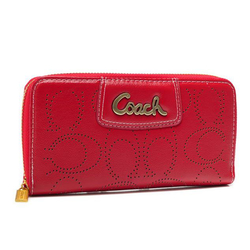 Coach Perforated Logo Large Red Wallets AXQ