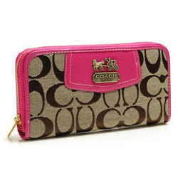 Coach Logo In Signature Large Pink Wallets BFV
