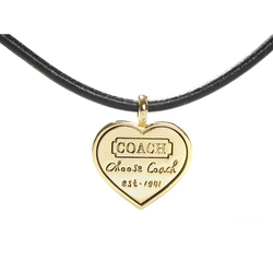 Coach Heart Logo Black Necklaces CXQ