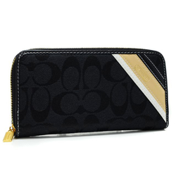Coach Legacy Stripe In Signature Large Black Wallets AHE