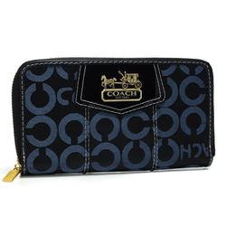 Coach In Signature Large Navy Wallets AXL