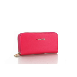 Coach Double Zip In Saffiano Small Pink Wallets FFN